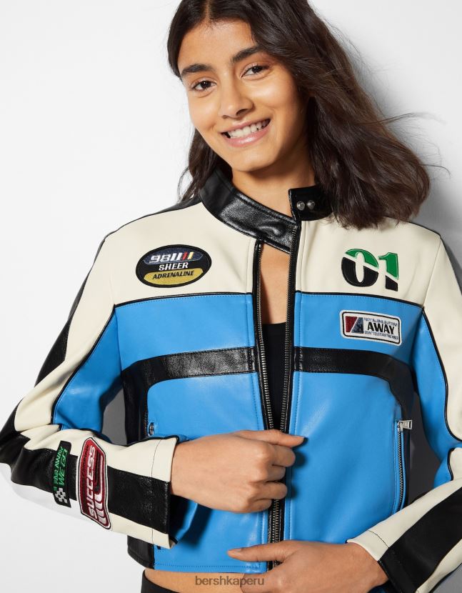 exclusivo Bershka mujer chaqueta de carreras de piel sintética 806J6B1099