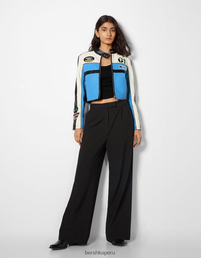 exclusivo Bershka mujer chaqueta de carreras de piel sintética 806J6B1099