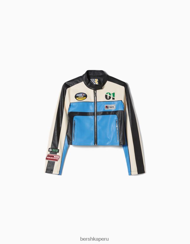 exclusivo Bershka mujer chaqueta de carreras de piel sintética 806J6B1099