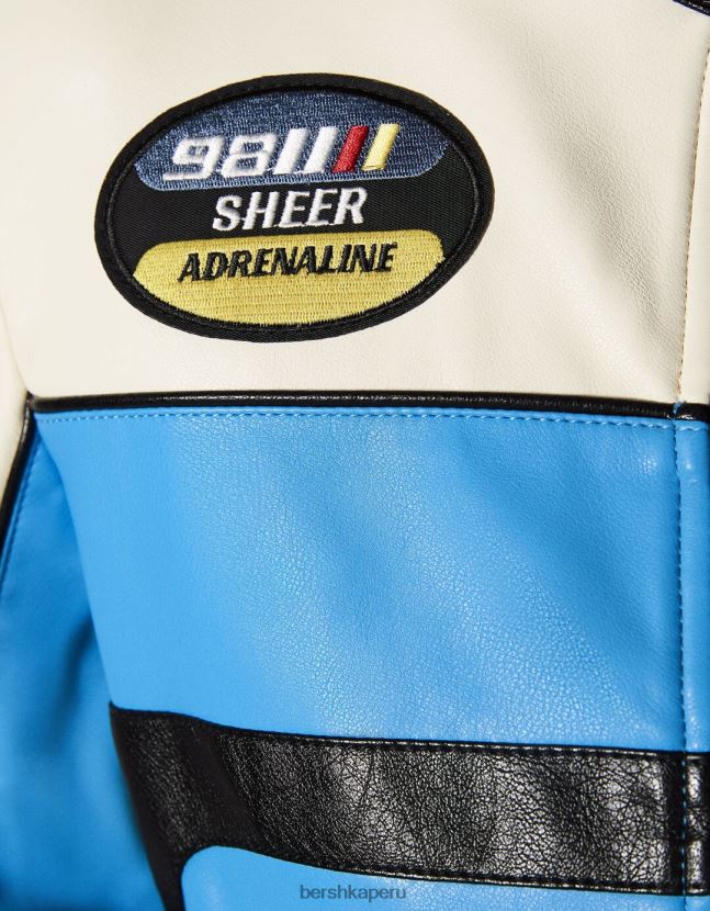 exclusivo Bershka mujer chaqueta de carreras de piel sintética 806J6B1099