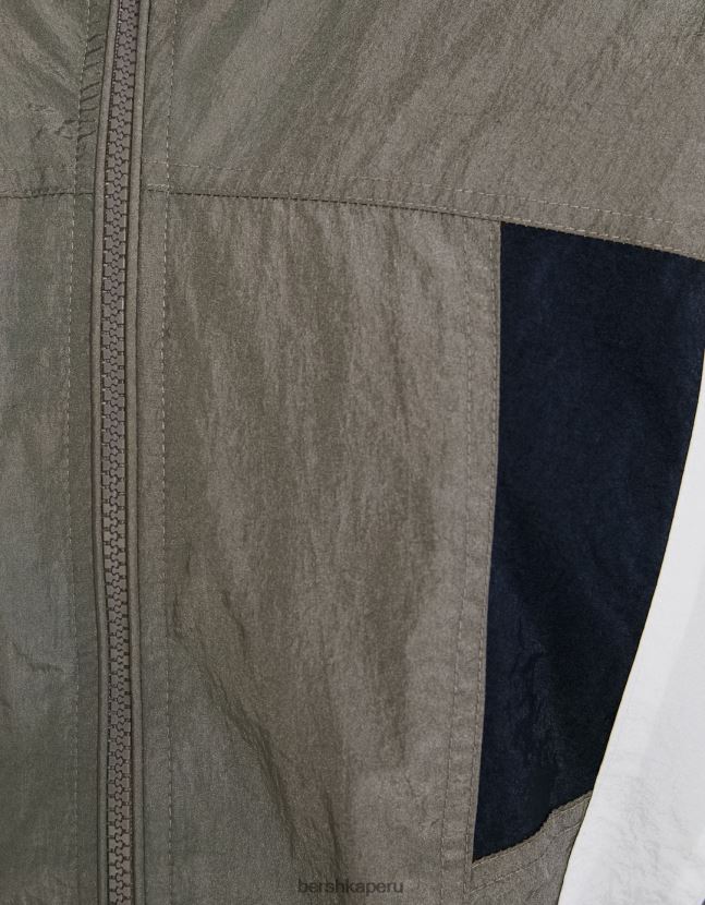 gris Bershka mujer chamarra corta de nailon con diseño colour block 806J6B1110