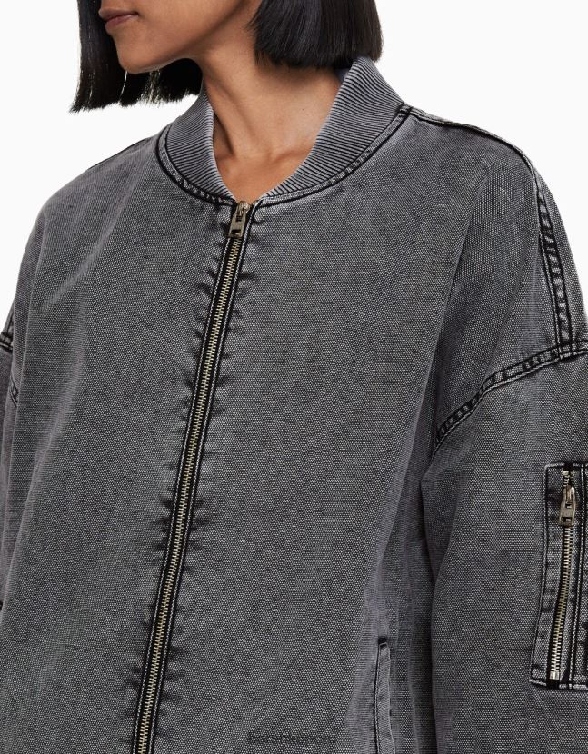 gris oscuro Bershka mujer chaqueta bomber de algodón 806J6B1175