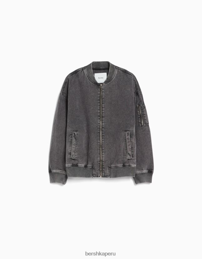 gris oscuro Bershka mujer chaqueta bomber de algodón 806J6B1175
