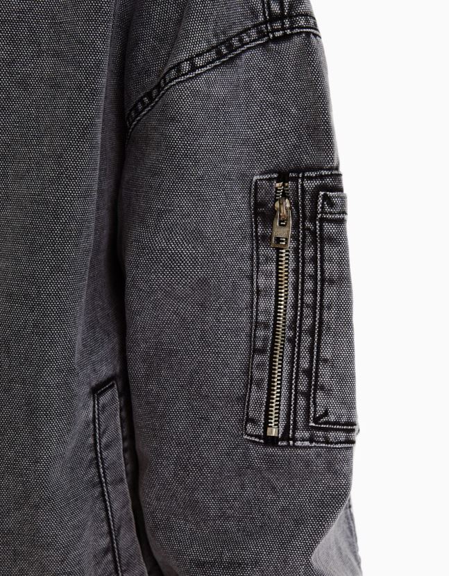 gris oscuro Bershka mujer chaqueta bomber de algodón 806J6B1175