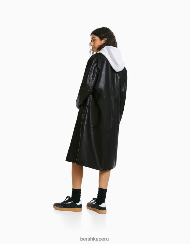 negro Bershka mujer abrigo largo de piel sintética 806J6B1146