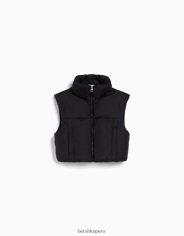 negro Bershka mujer chaleco corto de nailon 806J6B1155