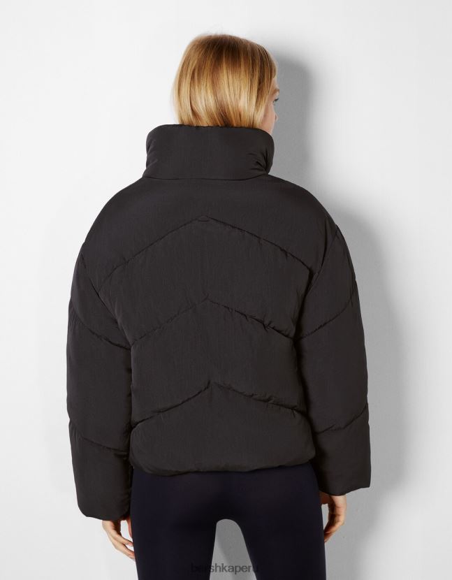 negro Bershka mujer chamarra acolchada oversize de nailon 806J6B1127