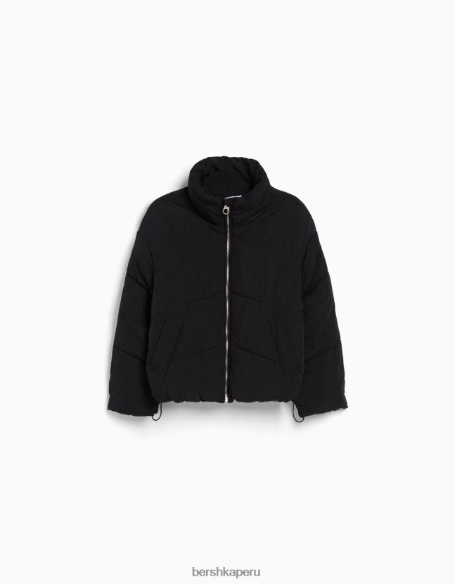 negro Bershka mujer chamarra acolchada oversize de nailon 806J6B1127