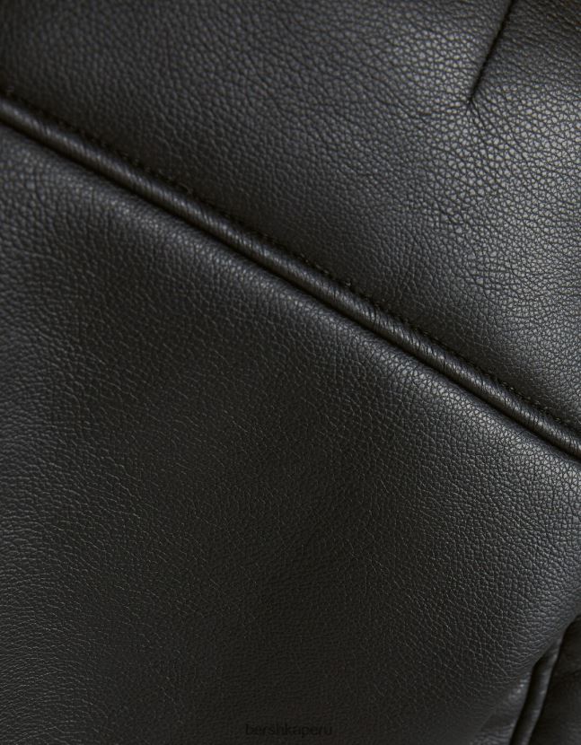 negro Bershka mujer chaqueta larga de piel sintética de doble faz 806J6B1141