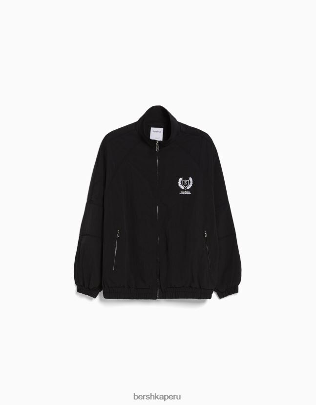 negro Bershka mujer cortavientos de nailon 806J6B1120