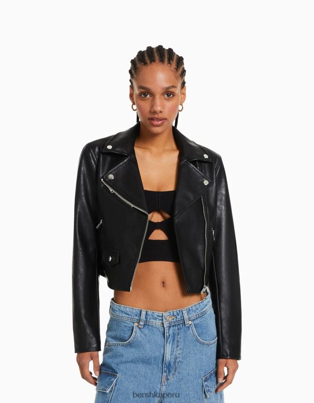 otro Bershka mujer chaqueta biker de piel sintética 806J6B1094