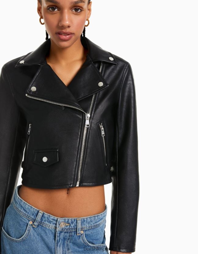 otro Bershka mujer chaqueta biker de piel sintética 806J6B1094