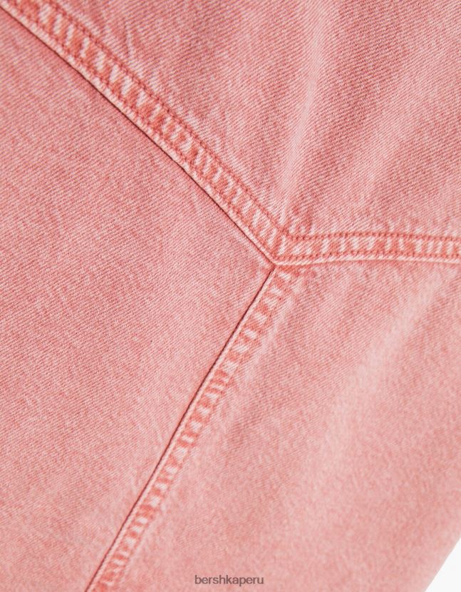 rosa Bershka mujer sobrecamisa de manga larga de algodón con bolsillos 806J6B1124