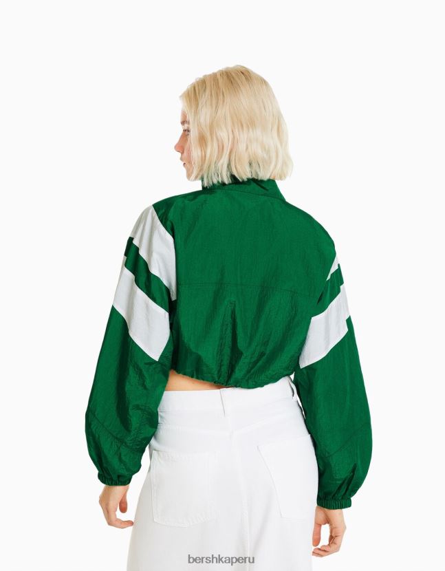 verde Bershka mujer chamarra corta de nailon con diseño colour block 806J6B1109