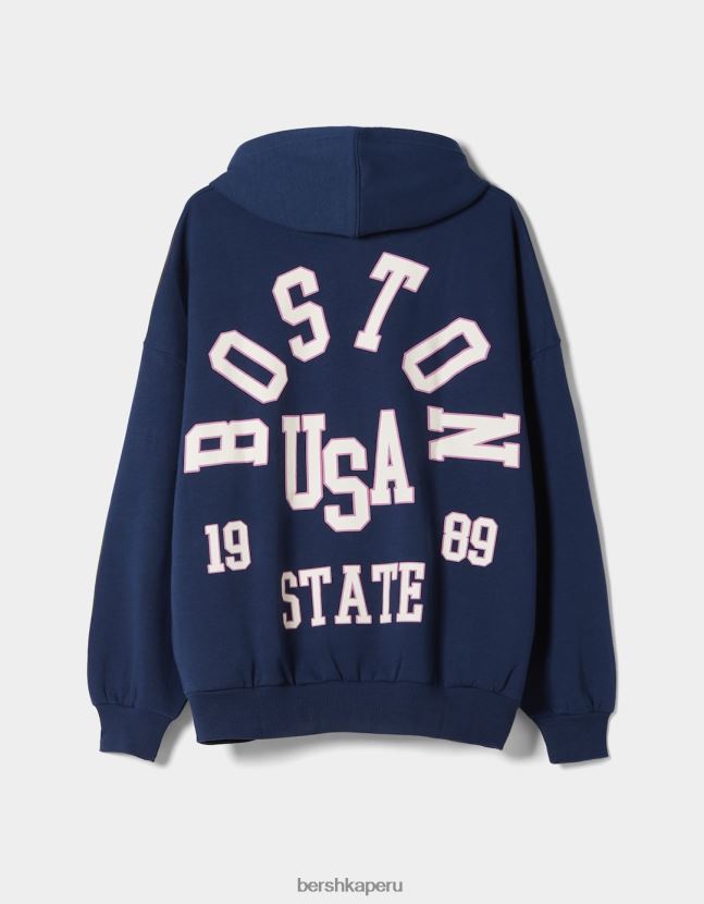 Armada Bershka mujer sudadera con capucha y cremallera con estampado universitario 806J6B1270