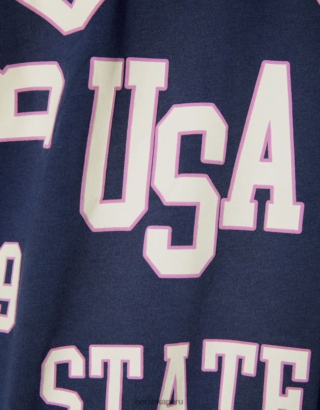 Armada Bershka mujer sudadera con capucha y cremallera con estampado universitario 806J6B1270