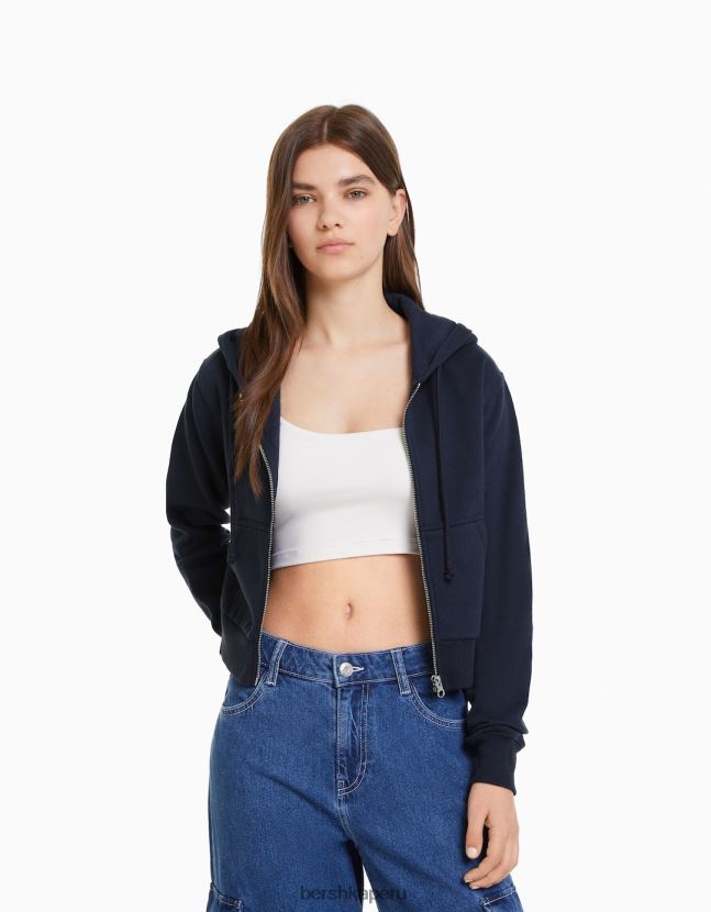 Armada Bershka mujer sudadera corta con cremallera 806J6B1267