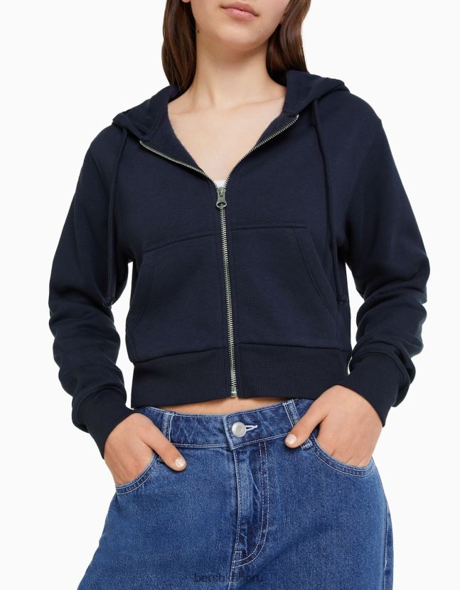 Armada Bershka mujer sudadera corta con cremallera 806J6B1267