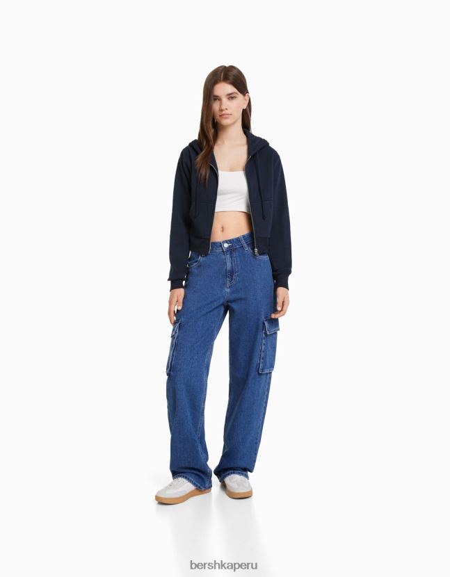 Armada Bershka mujer sudadera corta con cremallera 806J6B1267