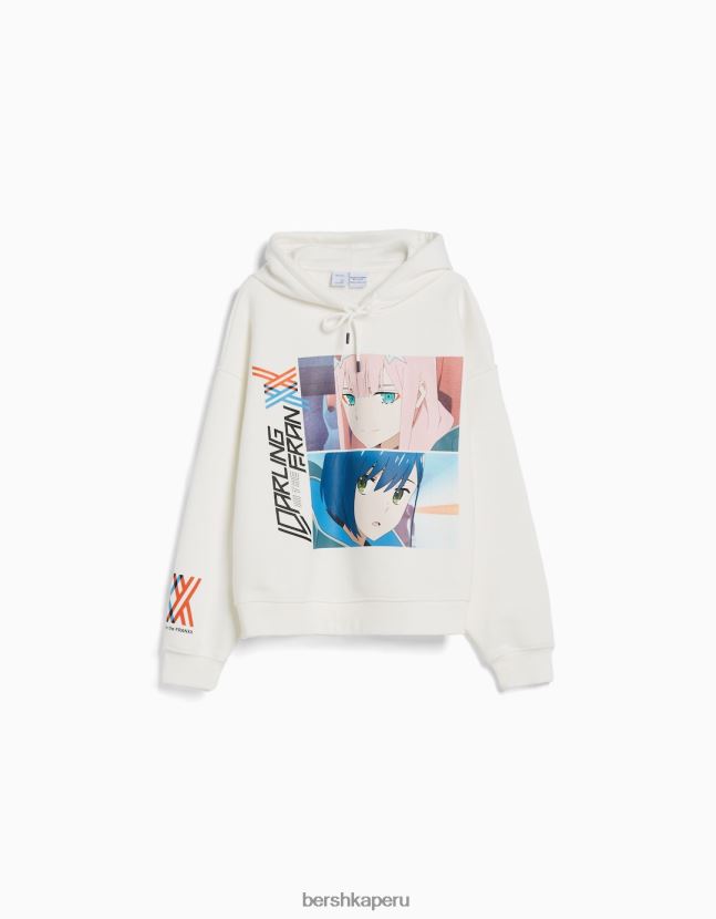 blanquecino Bershka mujer cariño en la sudadera con capucha y estampado de franxx 806J6B1269