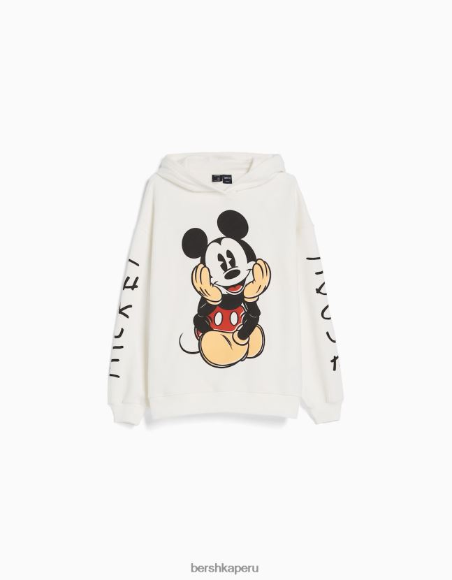 blanquecino Bershka mujer sudadera con capucha y estampado de Mickey 806J6B1279