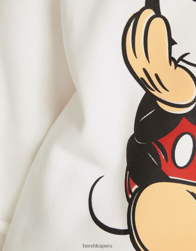 blanquecino Bershka mujer sudadera con capucha y estampado de Mickey 806J6B1279