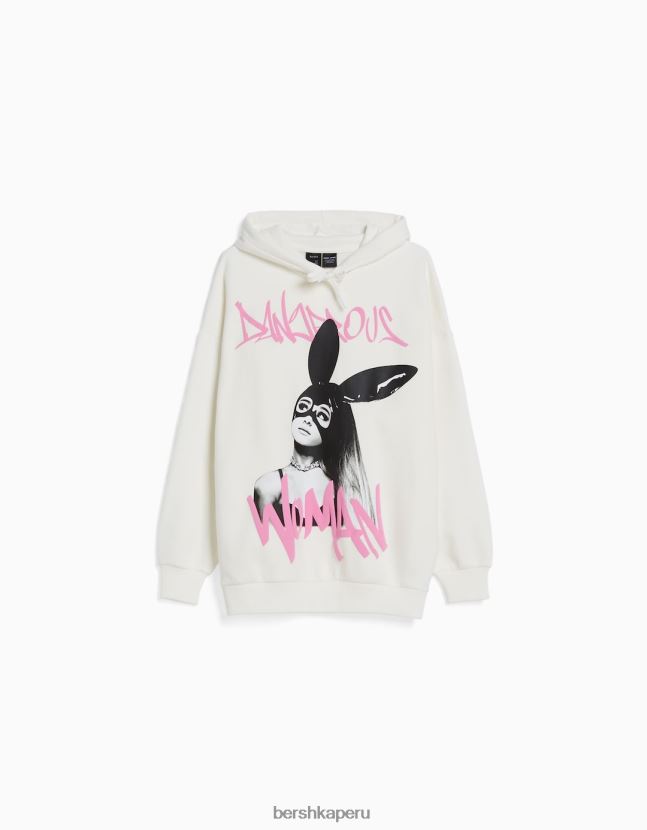 blanquecino Bershka mujer sudadera con capucha y estampado de ariana grande 806J6B1209