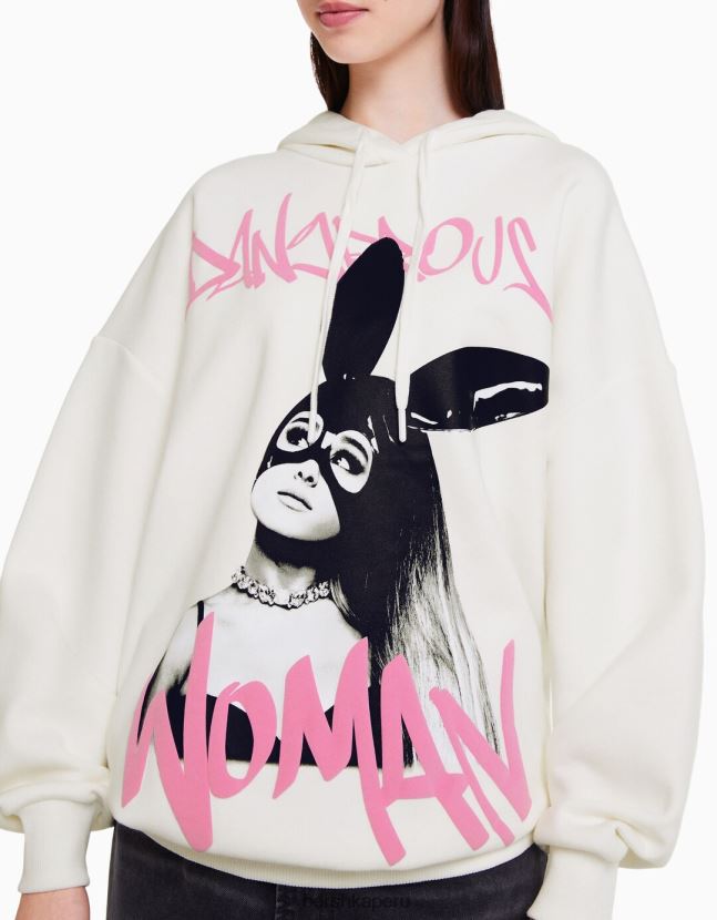 blanquecino Bershka mujer sudadera con capucha y estampado de ariana grande 806J6B1209