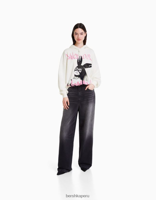 blanquecino Bershka mujer sudadera con capucha y estampado de ariana grande 806J6B1209