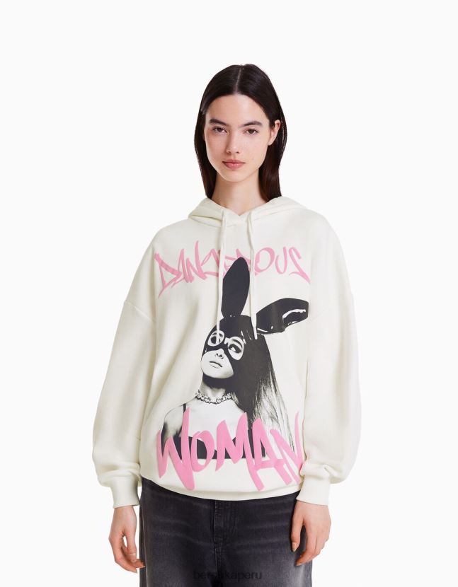 blanquecino Bershka mujer sudadera con capucha y estampado de ariana grande 806J6B1209