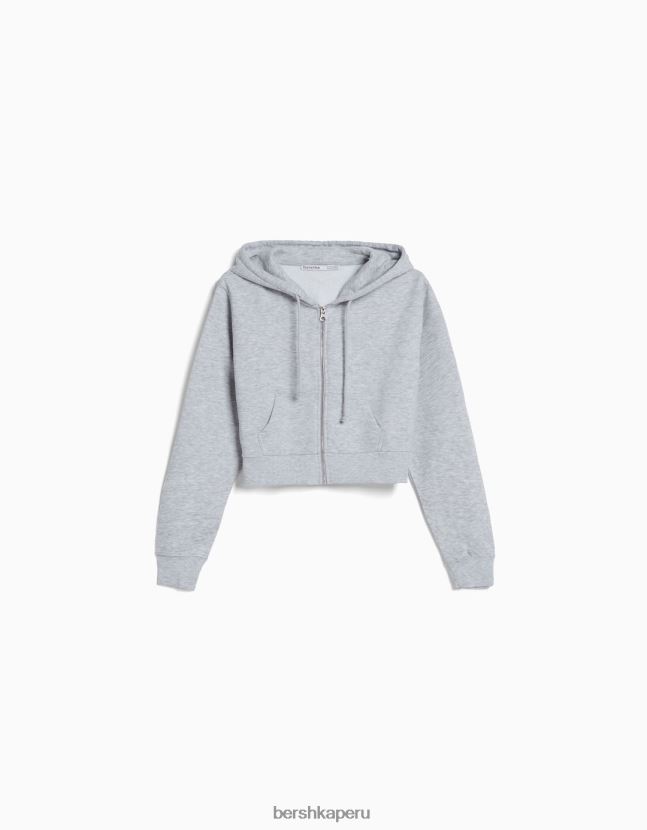 gris Bershka mujer sudadera corta con cremallera 806J6B1266