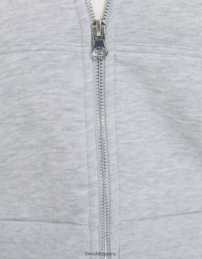gris Bershka mujer sudadera corta con cremallera 806J6B1266