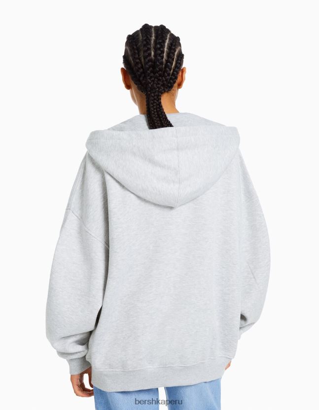 gris Bershka mujer sudadera oversize con cremallera 806J6B1227