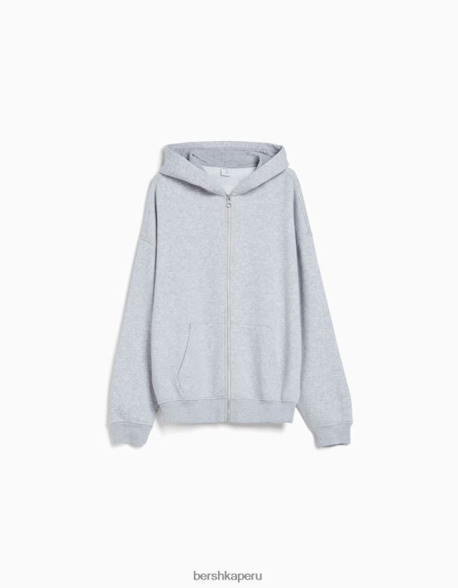 gris Bershka mujer sudadera oversize con cremallera 806J6B1227