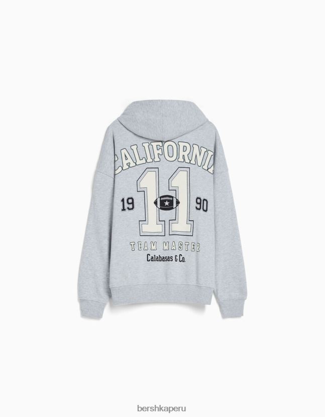 gris Bershka mujer sudadera oversize estampada con cremallera 806J6B1242