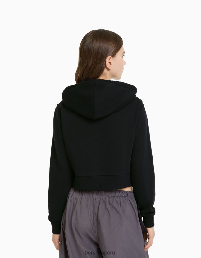 gris oscuro Bershka mujer sudadera corta con cremallera 806J6B1268