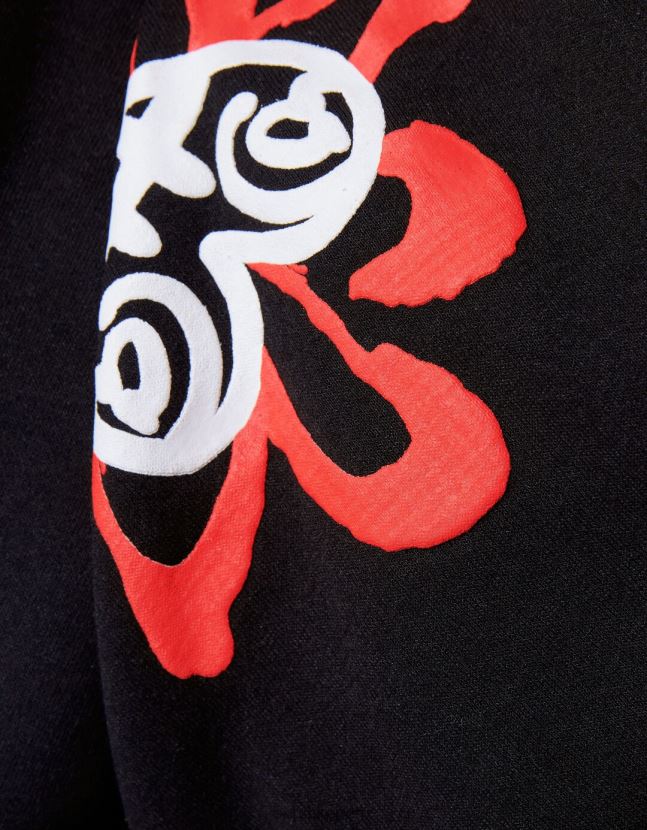 negro Bershka mujer sudadera con capucha y estampado de graffiti 806J6B1281