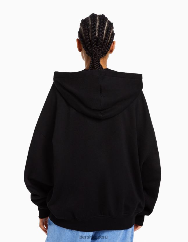 negro Bershka mujer sudadera oversize con cremallera 806J6B1228