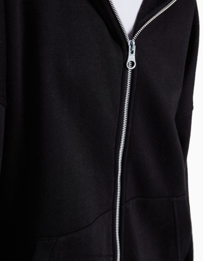 negro Bershka mujer sudadera oversize con cremallera 806J6B1228