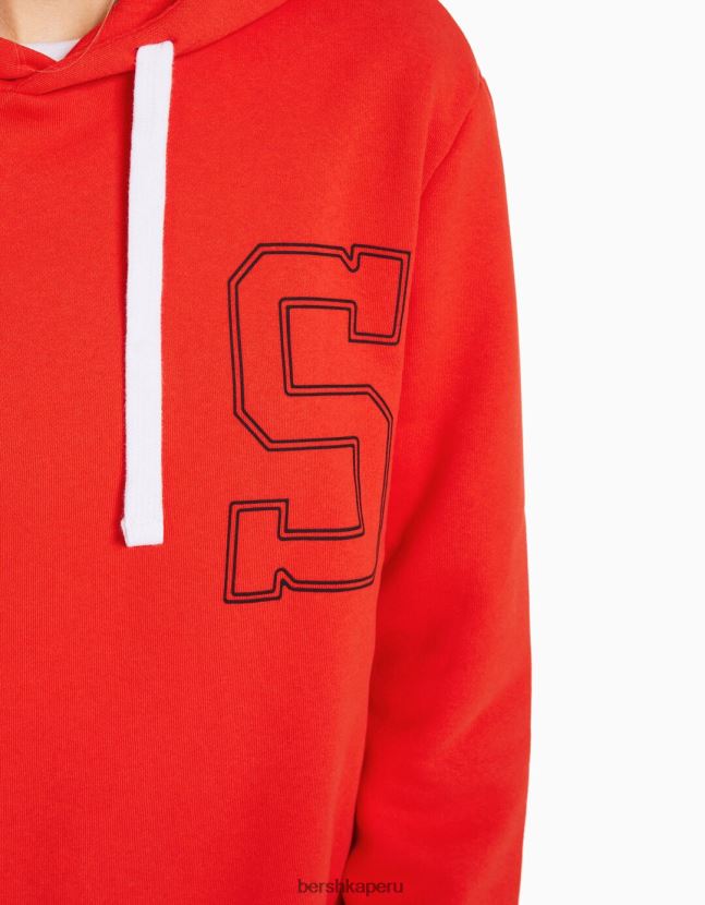 rojo Bershka mujer sudadera con bordado de snoopy 806J6B1240