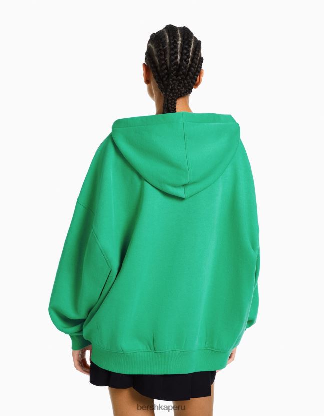 verde Bershka mujer sudadera oversize con cremallera 806J6B1253