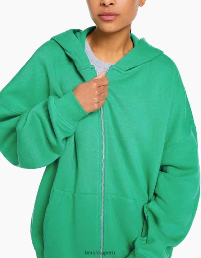verde Bershka mujer sudadera oversize con cremallera 806J6B1253