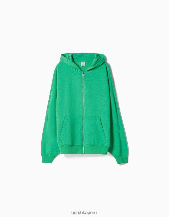 verde Bershka mujer sudadera oversize con cremallera 806J6B1253