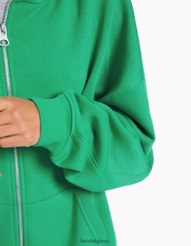 verde Bershka mujer sudadera oversize con cremallera 806J6B1253