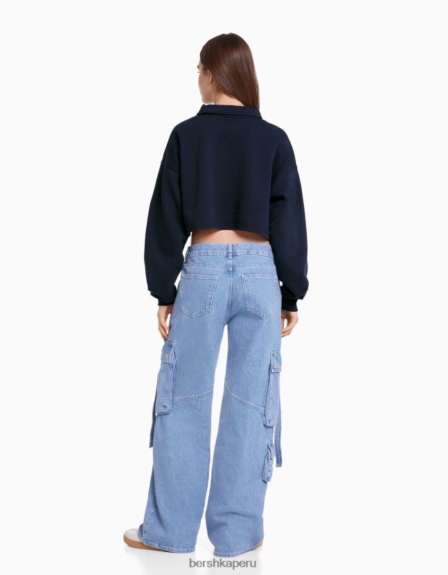 Armada Bershka mujer sudadera estampada con cuello de polo 806J6B1258
