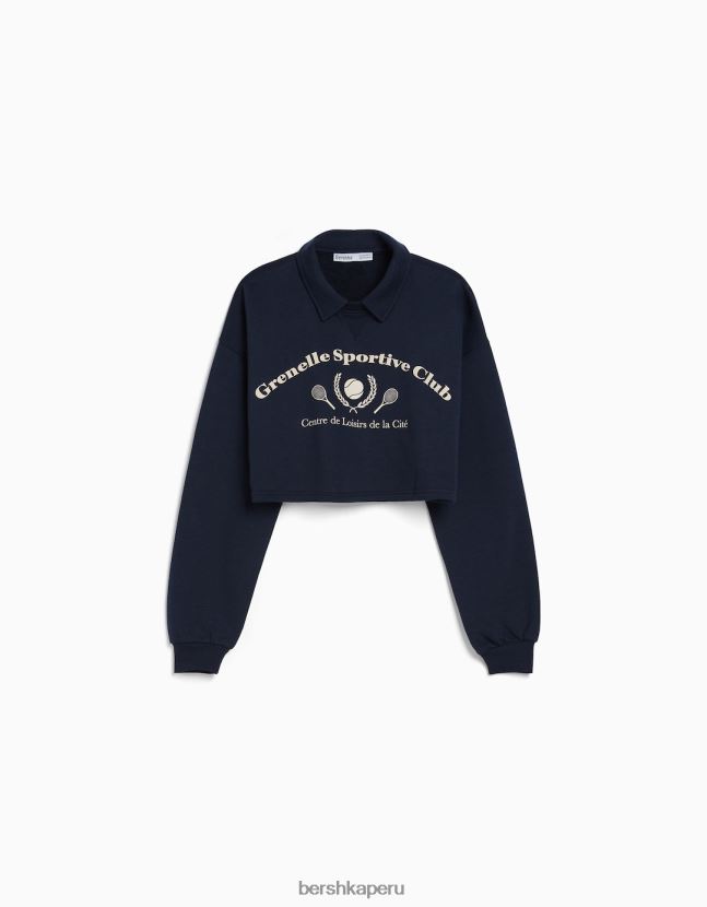Armada Bershka mujer sudadera estampada con cuello de polo 806J6B1258