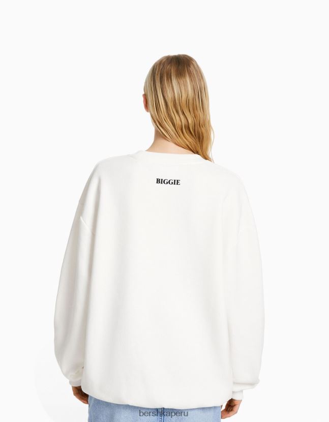 blanco Bershka mujer el notorio gran sudadera estampada 806J6B1212