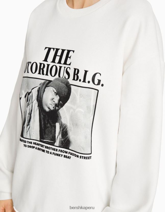 blanco Bershka mujer el notorio gran sudadera estampada 806J6B1212