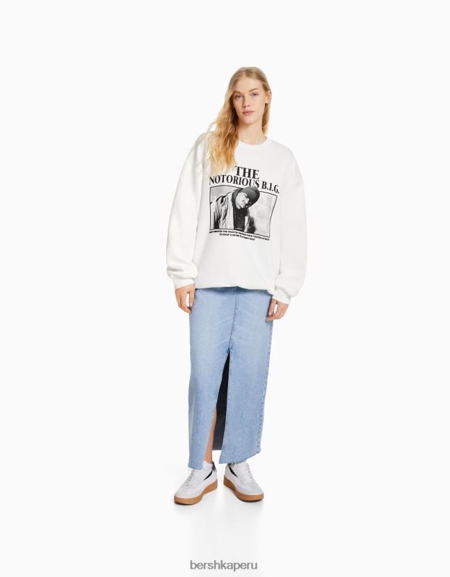 blanco Bershka mujer el notorio gran sudadera estampada 806J6B1212