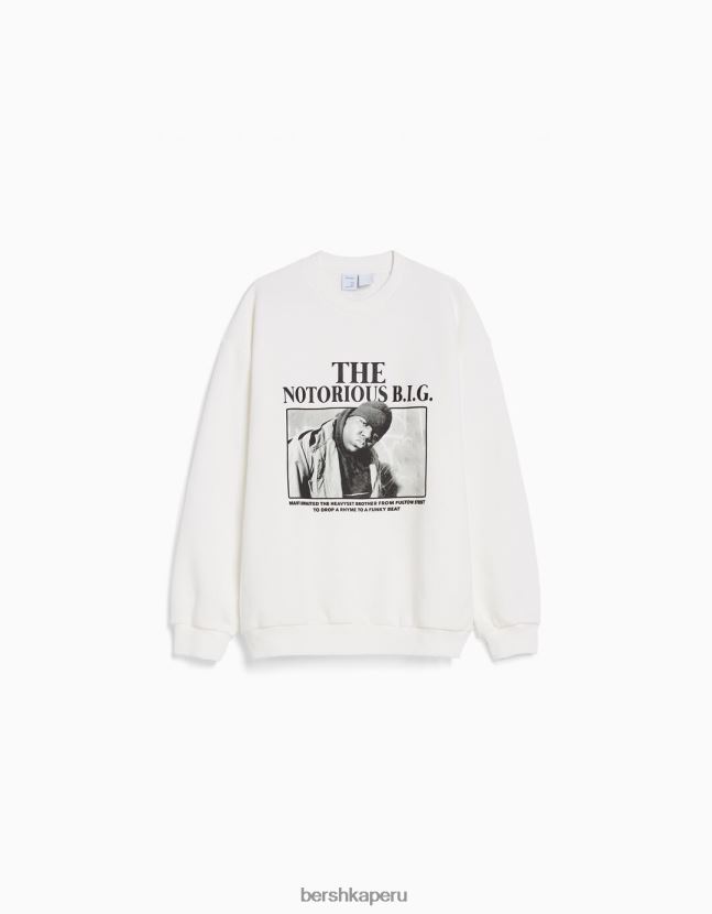 blanco Bershka mujer el notorio gran sudadera estampada 806J6B1212